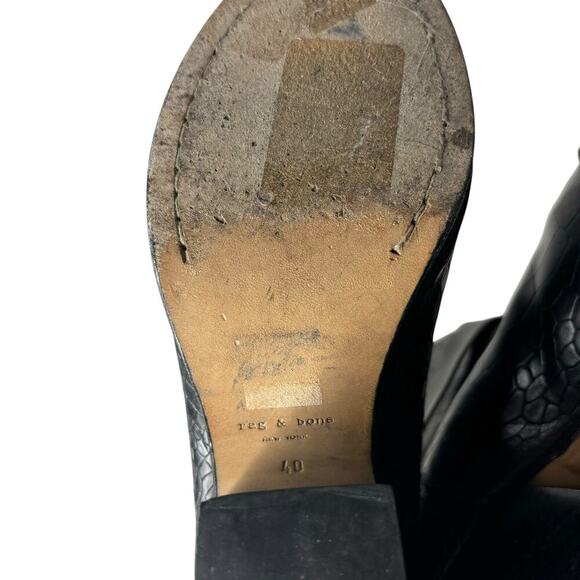 Rag & Bone Harrow Crocodile-Embossed Leather Booties Black Size 10 - Picture 7 of 7